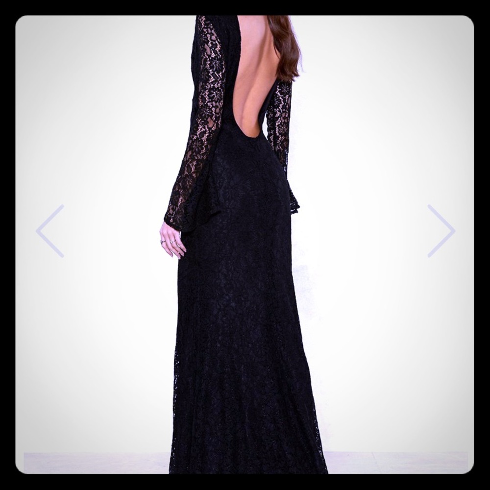 Black lace maxi dress with low back